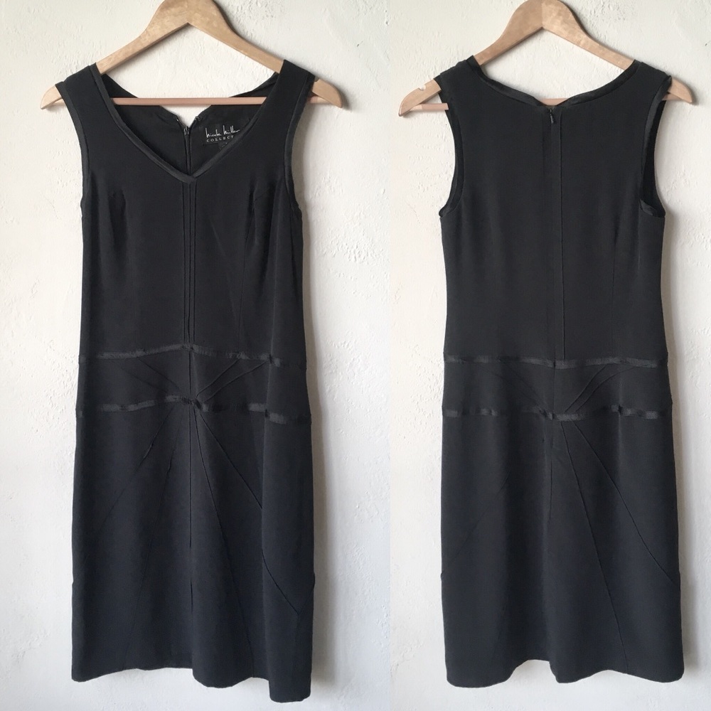Silk Nicole Miller black vneck dress